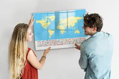 Magnetinė piešimo lenta klasikinis pasaulio žemėlapis