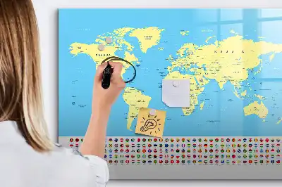 Magnetinė piešimo lenta klasikinis pasaulio žemėlapis