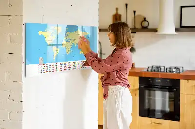 Magnetinė piešimo lenta klasikinis pasaulio žemėlapis