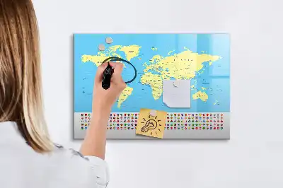 Magnetinė piešimo lenta klasikinis pasaulio žemėlapis