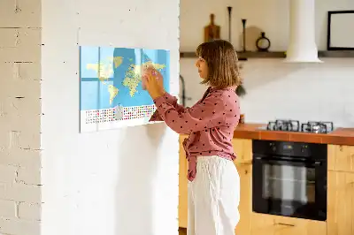 Magnetinė piešimo lenta klasikinis pasaulio žemėlapis
