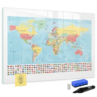 Geografinis pasaulio žemėlapis magnetinė rašymo lenta