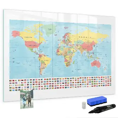 Geografinis pasaulio žemėlapis magnetinė rašymo lenta
