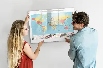 Geografinis pasaulio žemėlapis magnetinė rašymo lenta