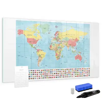 Geografinis pasaulio žemėlapis magnetinė rašymo lenta