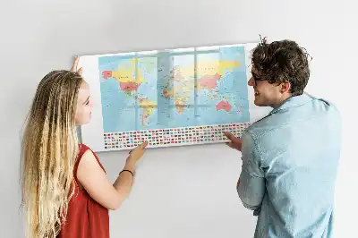 Geografinis pasaulio žemėlapis magnetinė rašymo lenta