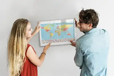 Geografinis pasaulio žemėlapis magnetinė rašymo lenta