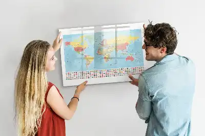 Geografinis pasaulio žemėlapis magnetinė rašymo lenta