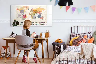 Magnetinė piešimo lenta pasaulio žemėlapio dizaino