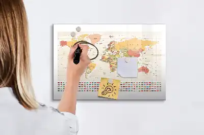 Magnetinė piešimo lenta pasaulio žemėlapio dizaino