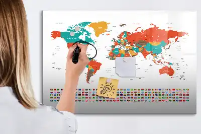 Magnetinė piešimo lenta spalvingas pasaulio žemėlapio dizainas