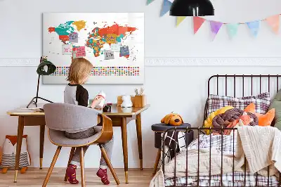 Magnetinė piešimo lenta spalvingas pasaulio žemėlapio dizainas