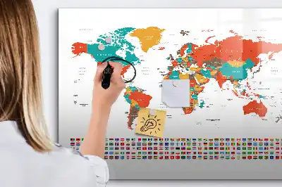 Magnetinė piešimo lenta spalvingas pasaulio žemėlapio dizainas
