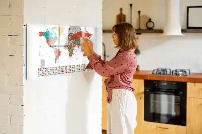 Magnetinė piešimo lenta spalvingas pasaulio žemėlapio dizainas