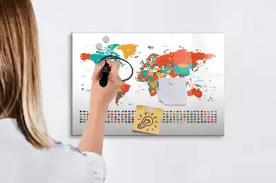 Magnetinė piešimo lenta spalvingas pasaulio žemėlapio dizainas