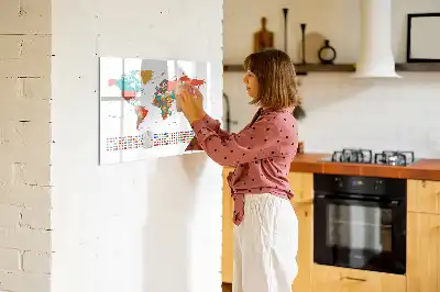 Magnetinė piešimo lenta spalvingas pasaulio žemėlapio dizainas
