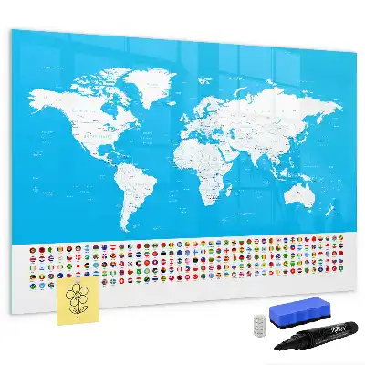Magnetinė rašymo lenta kontūrinis šalių žemėlapis