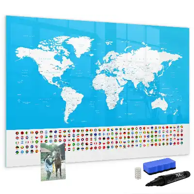 Magnetinė rašymo lenta kontūrinis šalių žemėlapis