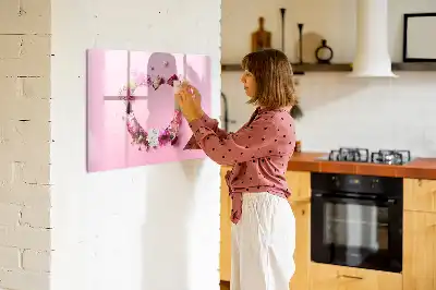 Magnetinė piešimo lenta gėlių širdies dizaino