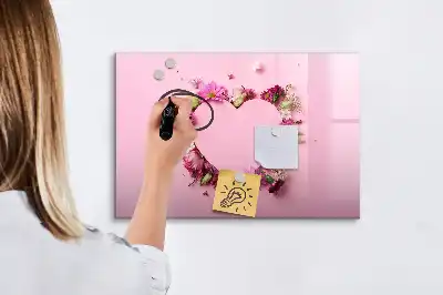 Magnetinė piešimo lenta gėlių širdies dizaino