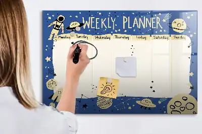 Magnetinė piešimo lenta kosminis savaitės planuoklis