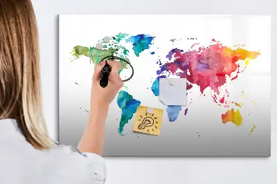 Pasaulio žemėlapis akvarelinė magnetinė rašymo lenta