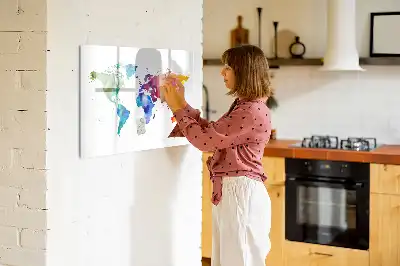 Pasaulio žemėlapis akvarelinė magnetinė rašymo lenta