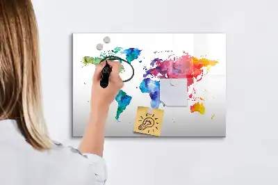 Pasaulio žemėlapis akvarelinė magnetinė rašymo lenta