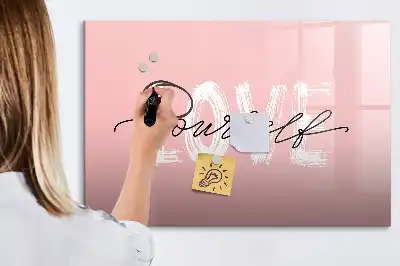 Magnetinė rašymo lenta su užrašu Mylėk save