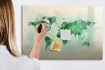 Magnetinė rašymo lenta akvarelinio pasaulio žemėlapio dizaino