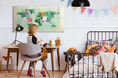 Magnetinė rašymo lenta akvarelinio pasaulio žemėlapio dizaino