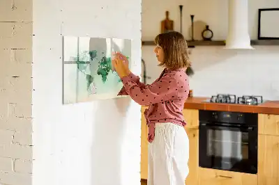 Magnetinė rašymo lenta akvarelinio pasaulio žemėlapio dizaino