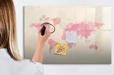 Magnetinė piešimo lenta akvarelinio pasaulio žemėlapio dizaino