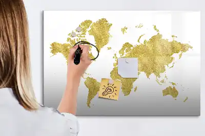 Magnetinė rašymo lenta auksinis pasaulio žemėlapis