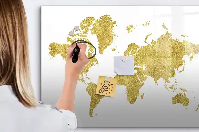 Magnetinė rašymo lenta auksinis pasaulio žemėlapis