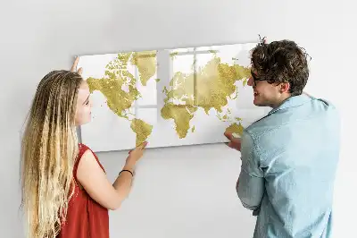 Magnetinė rašymo lenta auksinis pasaulio žemėlapis