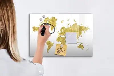 Magnetinė rašymo lenta auksinis pasaulio žemėlapis