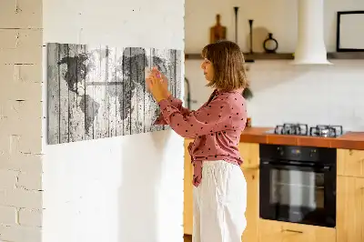 Magnetinė rašymo lenta pasaulio žemėlapio dizaino