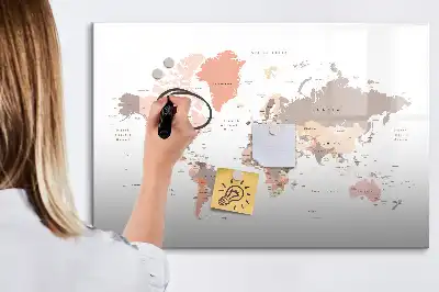 Magnetinė piešimo lenta su išsamaus pasaulio žemėlapio motyvu