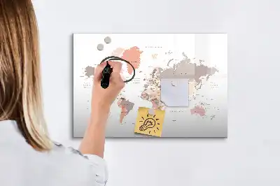 Magnetinė piešimo lenta su išsamaus pasaulio žemėlapio motyvu