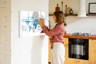 Magnetinė piešimo lenta mėlynas žemės žemėlapis