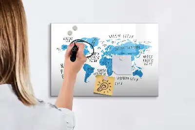 Magnetinė piešimo lenta mėlynas žemės žemėlapis