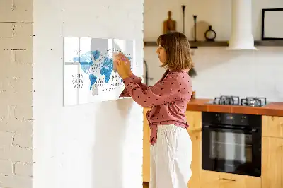 Magnetinė piešimo lenta mėlynas žemės žemėlapis