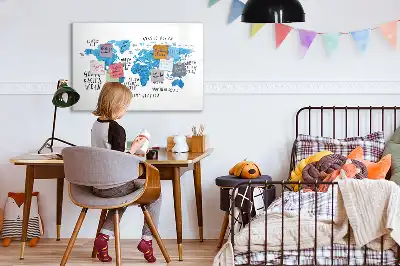 Magnetinė piešimo lenta mėlynas žemės žemėlapis
