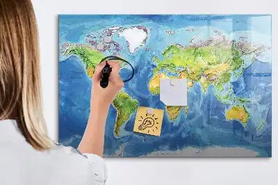 Magnetinė rašymo lenta pasaulio žemėlapio dizaino