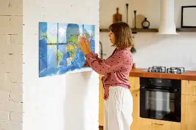 Magnetinė rašymo lenta pasaulio žemėlapio dizaino