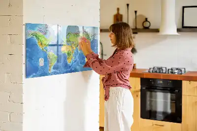 Magnetinė rašymo lenta pasaulio žemėlapio dizaino