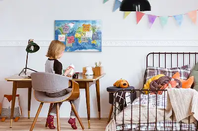 Magnetinė rašymo lenta pasaulio žemėlapio dizaino