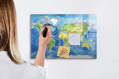 Magnetinė rašymo lenta pasaulio žemėlapio dizaino