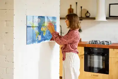 Magnetinė rašymo lenta pasaulio žemėlapio dizaino